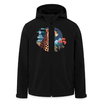 Leopard Portrait Tier Illustration TShirt - Recycelte Männer Softshell-Jacke von Stanley/Stella - Schwarz - Vorne - AI Model Male 185 light (185cm)