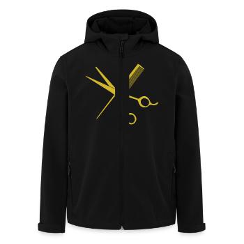 T-shirt de coiffeur élégant : ciseaux et peigne - Veste softshell homme en polyester recyclé Stanley/Stella - noir - Devant - AI Model Male 185 light (185cm)