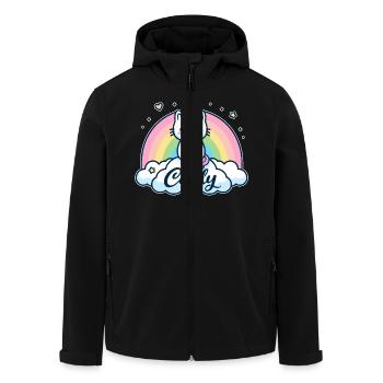Cindy Last Name First Name Unicorn Cat - Men’s Recycled Softshell Jacket by Stanley/Stella - black - Front - AI Model Male 185 light (185cm)