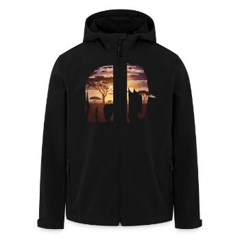 Elefant Afrika Safari - Recycelte Männer Softshell-Jacke von Stanley/Stella - Schwarz - Vorne - AI Model Male 185 light (185cm)