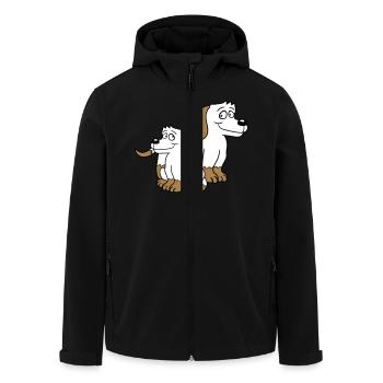 Deux chiens Famille Enfant Mère Père Papa Maman Doux - Veste softshell homme en polyester recyclé Stanley/Stella - noir - Devant - AI Model Male 185 light (185cm)