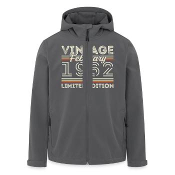 February 1962 Anniversary Gift - February 1962 - Men’s Recycled Softshell Jacket by Stanley/Stella - black - Front - AI Model Male 185 light (185cm)