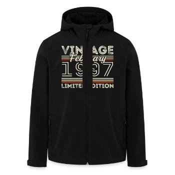Février 1997 Cadeau d’anniversaire - Février 1997 - Veste softshell homme en polyester recyclé Stanley/Stella - noir - Devant - AI Model Male 185 light (185cm)