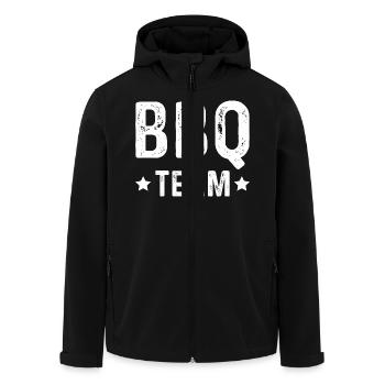 Bbq Team - Men’s Recycled Softshell Jacket by Stanley/Stella - black - Front - AI Model Male 185 light (185cm)