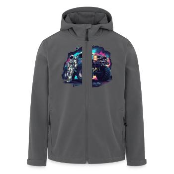 Astronaut monster truck in space - Men’s Recycled Softshell Jacket by Stanley/Stella - black - Front - AI Model Male 185 light (185cm)