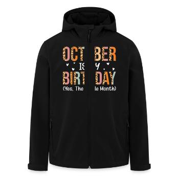 October is my birthday month - Men’s Recycled Softshell Jacket by Stanley/Stella - black - Front - AI Model Male 185 light (185cm)