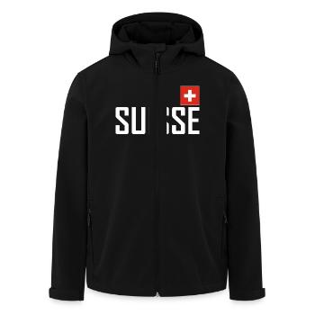 Suisse - Drapeau - Schwiiz - Suisse - Suisse - Veste softshell homme en polyester recyclé Stanley/Stella - noir - Devant - AI Model Male 185 light (185cm)
