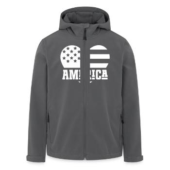 Amerika Flagge Herz Weiß - Recycelte Männer Softshell-Jacke von Stanley/Stella - Schwarz - Vorne - AI Model Male 185 light (185cm)