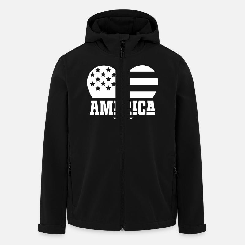 Drapeau de l’Amérique Coeur Blanc - Veste softshell homme en polyester recyclé Stanley/Stella - noir