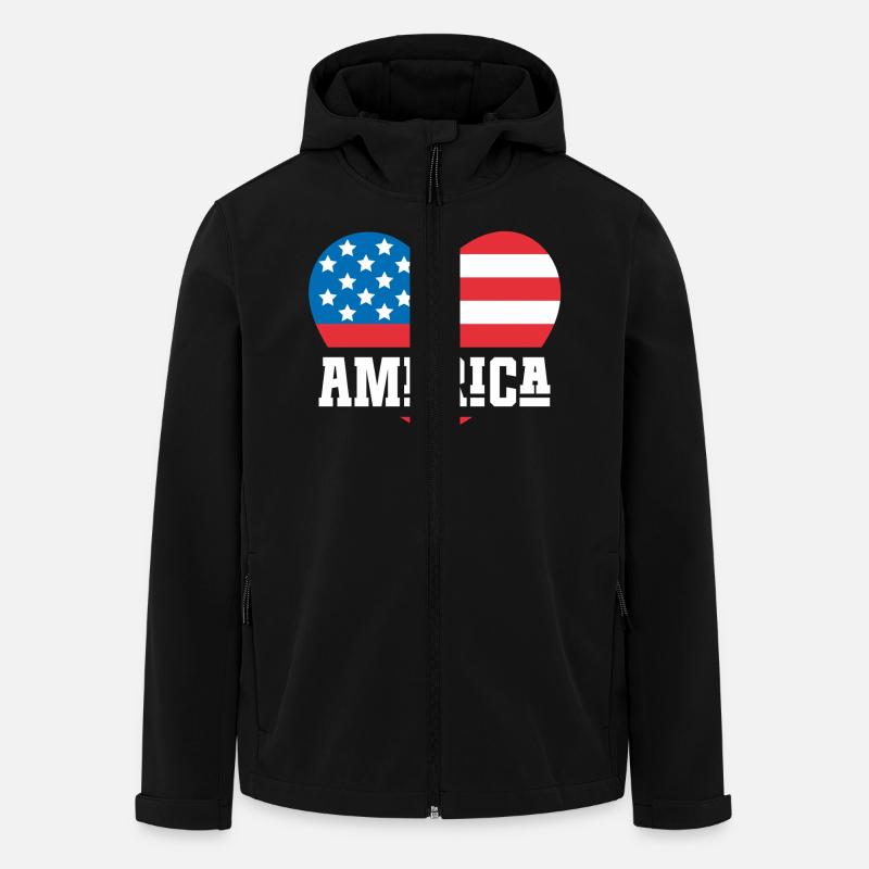 Drapeau de l’Amérique Coeur - Veste softshell homme en polyester recyclé Stanley/Stella - noir
