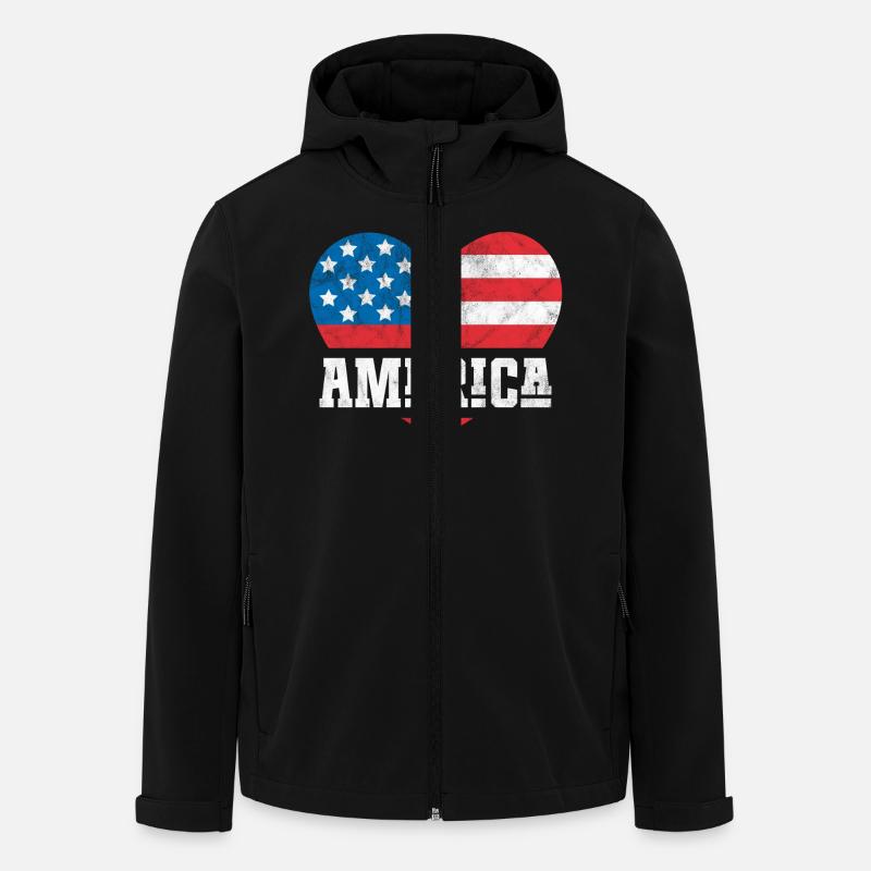 Amerika Flagge Herz - Recycelte Männer Softshell-Jacke von Stanley/Stella - Schwarz