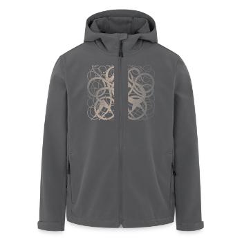 Nordische Mythologie Urnenstil Wikingerkunst neu interpretiert - Recycelte Männer Softshell-Jacke von Stanley/Stella - Schwarz - Vorne - AI Model Male 185 light (185cm)