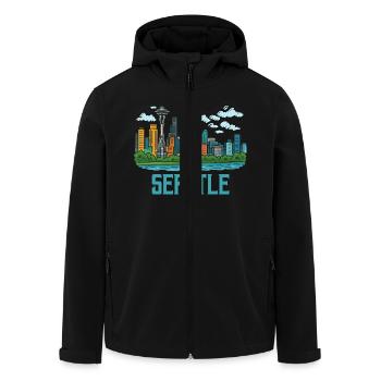 Ville de Seattle - Veste softshell homme en polyester recyclé Stanley/Stella - noir - Devant - AI Model Male 185 light (185cm)