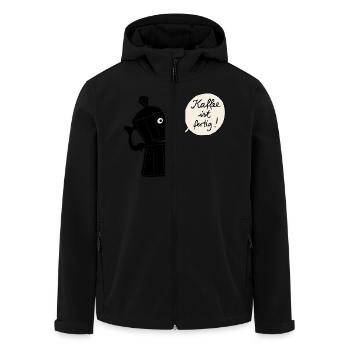 Kaffee ist fertig (Kontur) - Recycelte Männer Softshell-Jacke von Stanley/Stella - Schwarz - Vorne - AI Model Male 185 light (185cm)