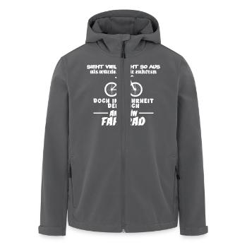 Doch in Wahrheit denke ich an mein Fahrrad - Recycelte Männer Softshell-Jacke von Stanley/Stella - Schwarz - Vorne - AI Model Male 185 light (185cm)