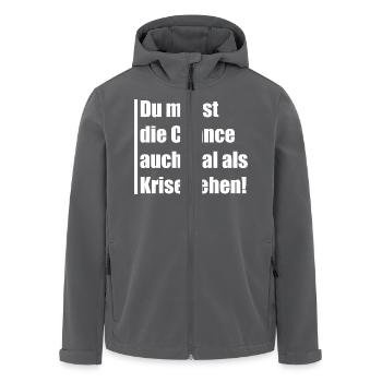 Du musst die Chance auch mal Krise sehen - Recycelte Männer Softshell-Jacke von Stanley/Stella - Anthrazit - Vorne - AI Model Male 185 light (185cm)