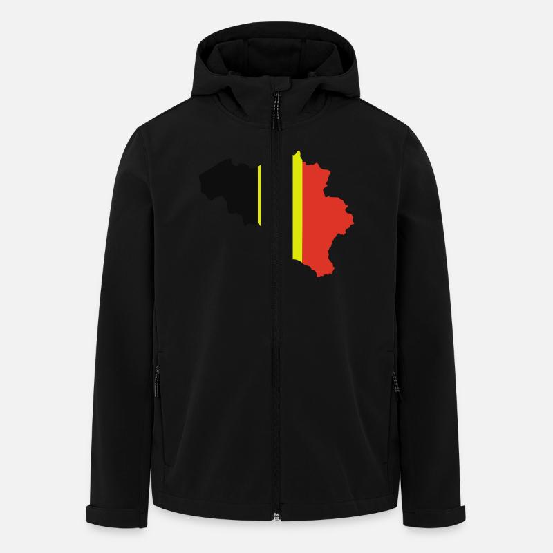 belgium drapeau map - Veste softshell homme en polyester recyclé Stanley/Stella - noir