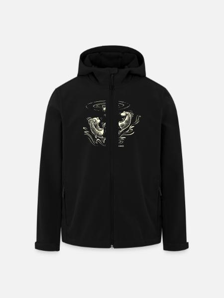 Angel Designs RAHMENLOS Lachfische - Recycelte Männer Softshell-Jacke von Stanley/Stella - Schwarz
