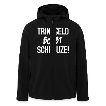 Trinkgeld sonst Schnauze - Recycelte Männer Softshell-Jacke von Stanley/Stella - Schwarz - Vorne - AI Model Male 185 light (185cm)