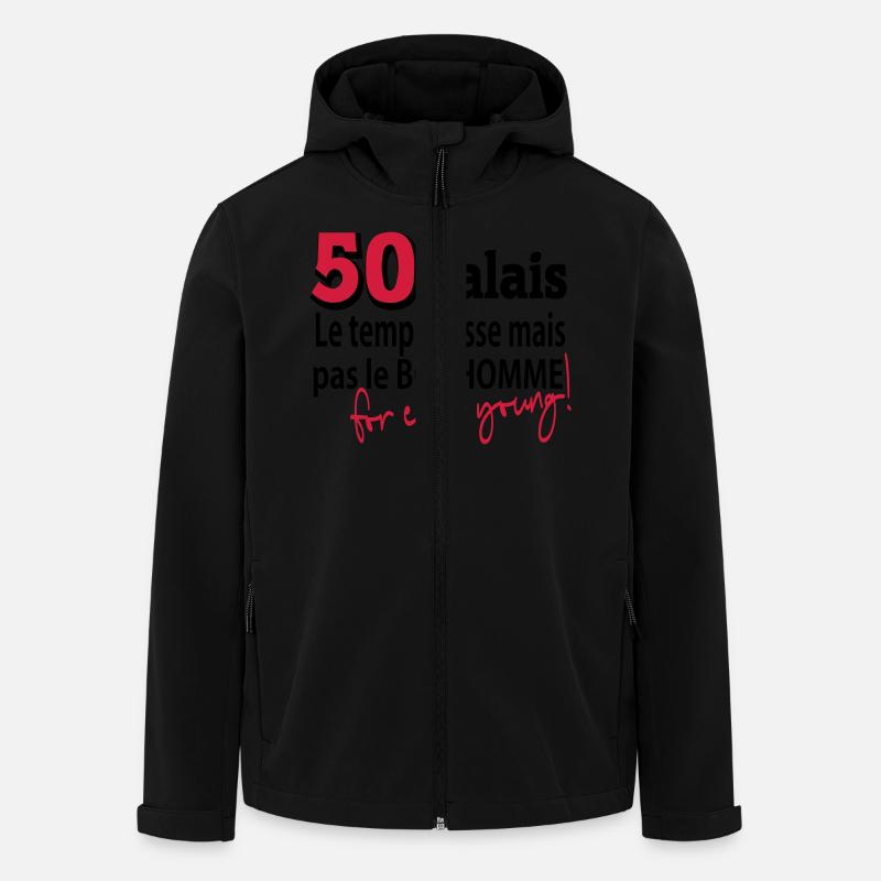 50 balais le temps passe - Veste softshell homme en polyester recyclé Stanley/Stella - noir