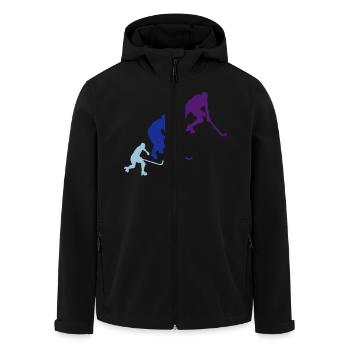 hockey rink player6 Silhouette Animation - Men’s Recycled Softshell Jacket by Stanley/Stella - black - Front - AI Model Male 185 light (185cm)