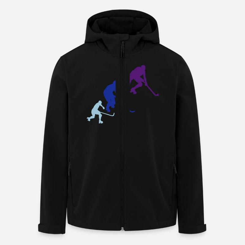 rink hockey silhouette player6 animation - Veste softshell homme en polyester recyclé Stanley/Stella - noir