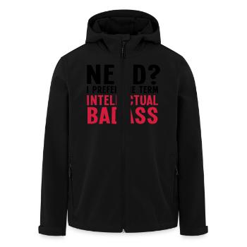 Nerd? I prefer the term intellectual badass II 2c - Men’s Recycled Softshell Jacket by Stanley/Stella - black - Front - AI Model Male 185 light (185cm)