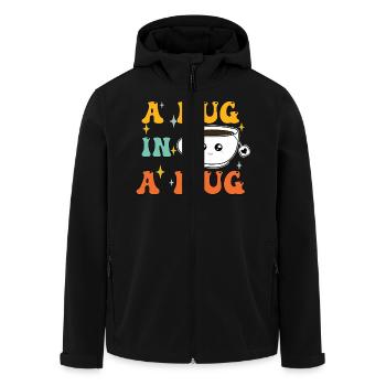 Hug in a Mug - Men’s Recycled Softshell Jacket by Stanley/Stella - black - Front - AI Model Male 185 light (185cm)