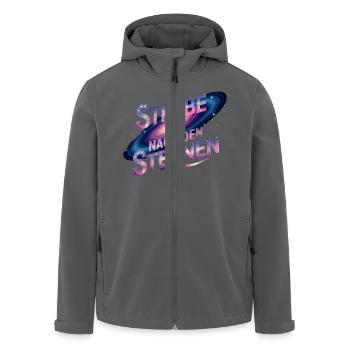 Strebe nach den Sternen – Kosmisches Design - Recycelte Männer Softshell-Jacke von Stanley/Stella - Schwarz - Vorne - AI Model Male 185 light (185cm)