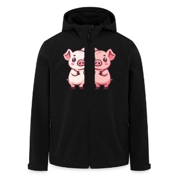 Schwein Paar Liebe Sau Valentinstag - Recycelte Männer Softshell-Jacke von Stanley/Stella - Schwarz - Vorne - AI Model Male 185 light (185cm)