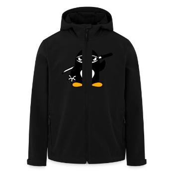Pinguin Ninja Samurai Japanischer Katana Kämpfer - Recycelte Männer Softshell-Jacke von Stanley/Stella - Schwarz - Vorne - AI Model Male 185 light (185cm)