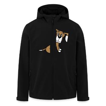 Hund Sitzt Süß Kleiner Glücklicher Welpe Haustier - Recycelte Männer Softshell-Jacke von Stanley/Stella - Schwarz - Vorne - AI Model Male 185 light (185cm)