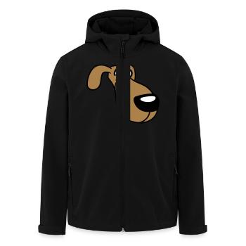 Dog Face Funny Silly Funny Crazy Comic - Men’s Recycled Softshell Jacket by Stanley/Stella - black - Front - AI Model Male 185 light (185cm)