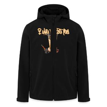 Bubble Tea // Illustration - Men’s Recycled Softshell Jacket by Stanley/Stella - black - Front - AI Model Male 185 light (185cm)