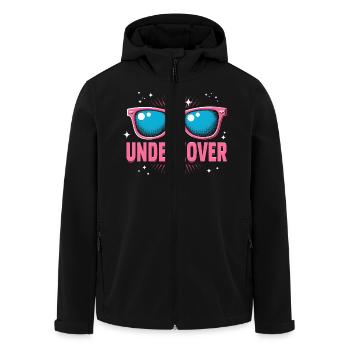 Undercover Speech - Funny Costume with Sun Bril - Men’s Recycled Softshell Jacket by Stanley/Stella - black - Front - AI Model Male 185 light (185cm)