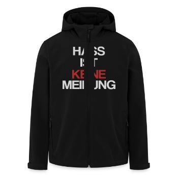 Hass ist keine Meinung | Gegen Rechts - Recycelte Männer Softshell-Jacke von Stanley/Stella - Schwarz - Vorne - AI Model Male 185 light (185cm)