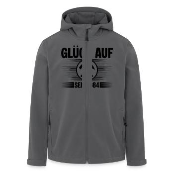 Glueck auf seit 1984 - Recycelte Männer Softshell-Jacke von Stanley/Stella - Schwarz - Vorne - AI Model Male 185 light (185cm)