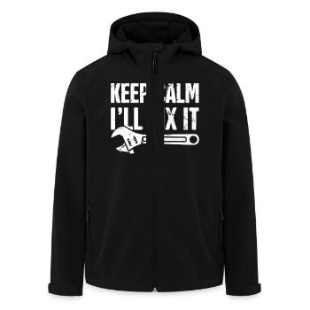 Mechanic Keep Calm I'll Fix It - Men’s Recycled Softshell Jacket by Stanley/Stella - black - Front - AI Model Male 185 light (185cm)