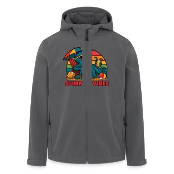 Sommerliche Vibes - Estival Chill Octopus - Recycelte Männer Softshell-Jacke von Stanley/Stella - Schwarz - Vorne - AI Model Male 185 light (185cm)