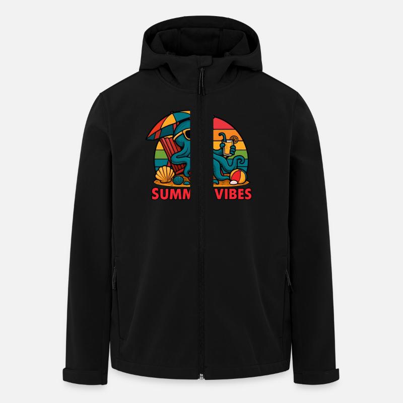Sommerliche Vibes - Estival Chill Octopus - Recycelte Männer Softshell-Jacke von Stanley/Stella - Schwarz