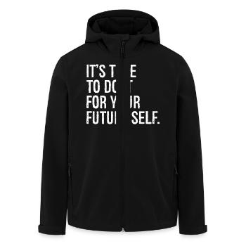 Es ist an der Zeit, es für Ihr zukünftiges Selbst zu tun - Recycelte Männer Softshell-Jacke von Stanley/Stella - Schwarz - Vorne - AI Model Male 185 light (185cm)
