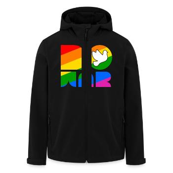 No War LGBTQ Pride Month Shirt - Men’s Recycled Softshell Jacket by Stanley/Stella - black - Front - AI Model Male 185 light (185cm)