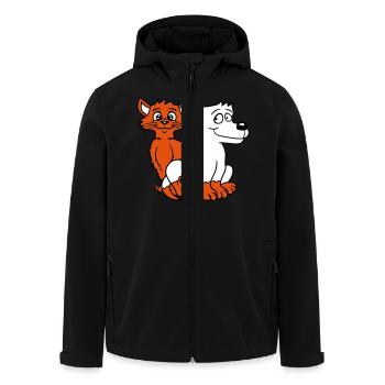 Hund Katze Zwei Freunde Team Kätzchen 2 Duo Crew - Recycelte Männer Softshell-Jacke von Stanley/Stella - Schwarz - Vorne - AI Model Male 185 light (185cm)