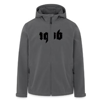 Jahr 1966 - Recycelte Männer Softshell-Jacke von Stanley/Stella - Schwarz - Vorne - AI Model Male 185 light (185cm)