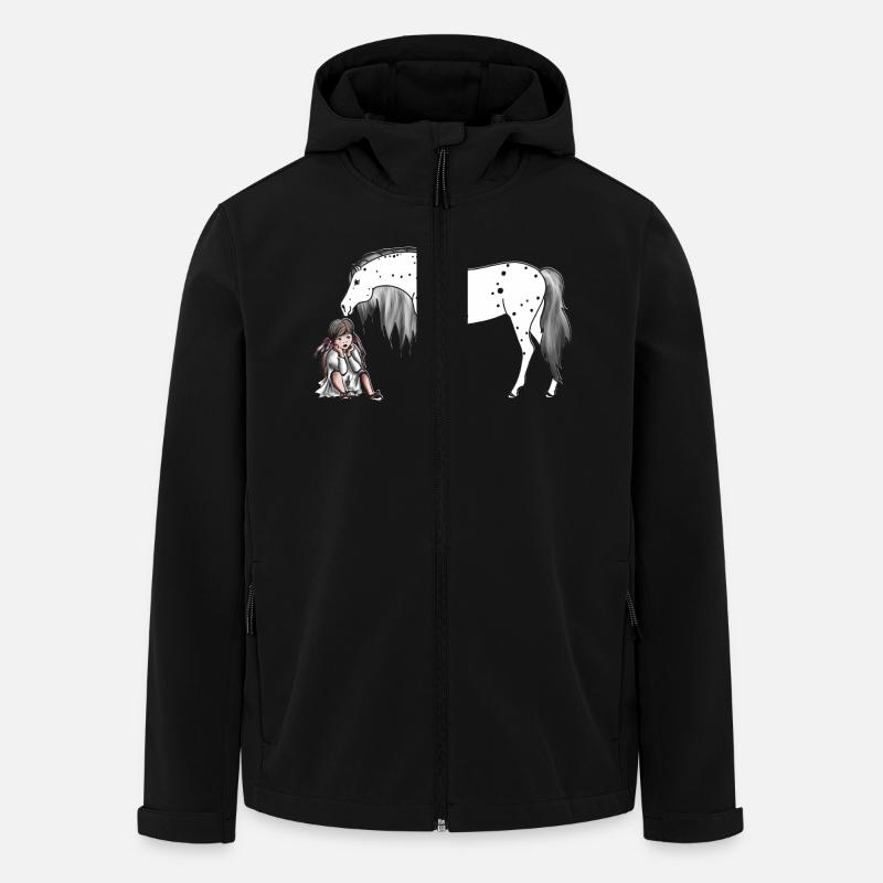 Mädchen sitzt beim Pony Pferd - Recycelte Männer Softshell-Jacke von Stanley/Stella - Schwarz