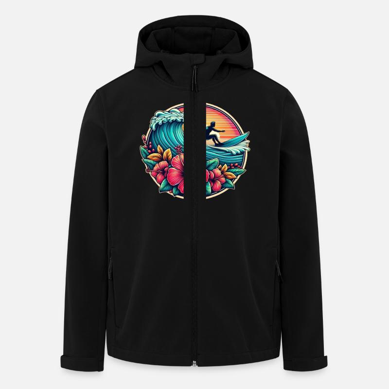Logo du surfeur 2 - Veste softshell homme en polyester recyclé Stanley/Stella - noir