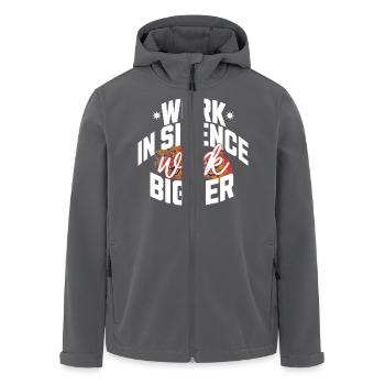 Work in Silence, Work Bigger- motivational T-shirt - Men’s Recycled Softshell Jacket by Stanley/Stella - anthracite - Front - AI Model Male 185 light (185cm)