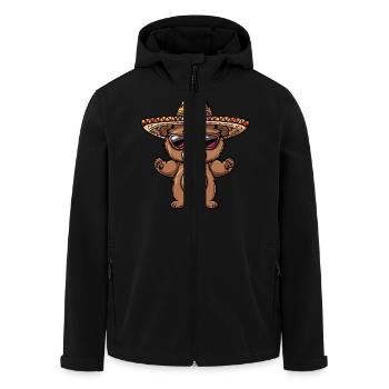 Bär Comic Lustig Sombrero - Recycelte Männer Softshell-Jacke von Stanley/Stella - Schwarz - Vorne - AI Model Male 185 light (185cm)