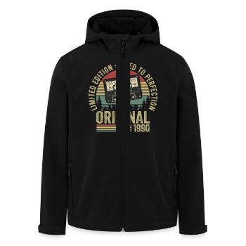 Années 1990 Millésime Anniversaire des années 1990 Rétro des années 1990 - Veste softshell homme en polyester recyclé Stanley/Stella - noir - Devant - AI Model Male 185 light (185cm)