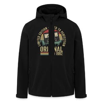 1992 Vintage Millésime 1992 Anniversaire 1992 Rétro - Veste softshell homme en polyester recyclé Stanley/Stella - noir - Devant - AI Model Male 185 light (185cm)